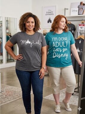 Plus Sized Heather Gray and Teal Graphic Tees - Fun Disney-Inspired Design